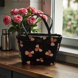 Kate Spade Black Tote with Floral Accents